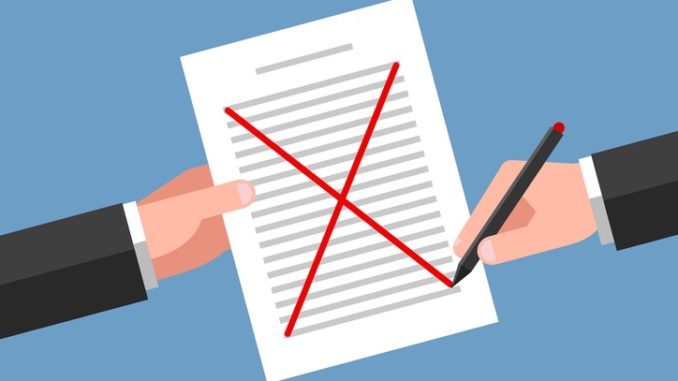 Concept of document cancellation and agreement disapproval