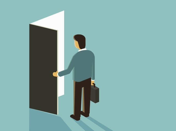 Vector Cartoon Of Man With Briefcase Opening A Door Edexec