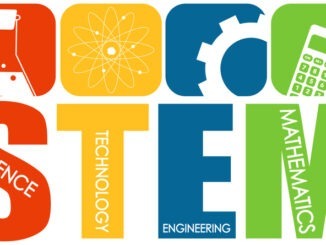STEM education logo banner with learning icons