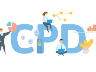 CPD, Continuing Professional Development. Concept with keyword, people and icons. Flat vector illustration. Isolated on white.