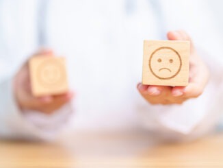 Doctor show Unhappy sad face block, Mental health Assessment, Psychology, Health Wellness, Negative Feedback, Customer Review, Bad Experience, Satisfaction Survey, World Mental Health day concept