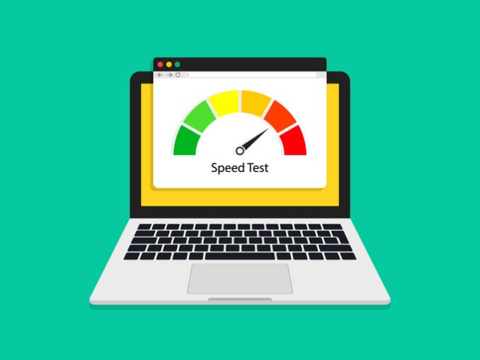 Test of speed internet in laptop. Fast speed of download.