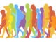 Multicoloured Silhouettes of people walking