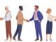 everal couples of people of different nationalities in business clothes shaking hands