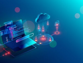 laptop connection on cloud storage for collaboration work with remote team. Cooperation work via internet and work with project in shared access. Isometric infographic concept