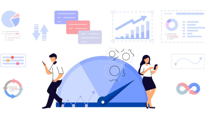 Benchmarking concept Business compare tool for improvement staff Performance, quality and cost comparison 