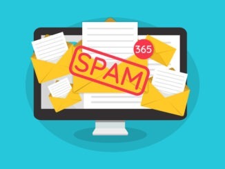 Spamming concept, a lot of emails on the screen of a monitor. Email box hacking, spam warning. Illustration