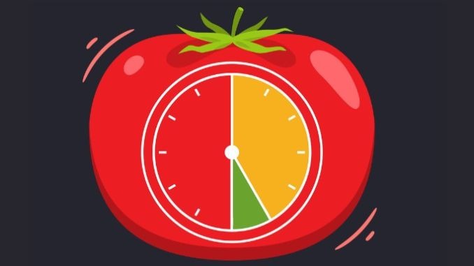 A Tomato with time sign in it.