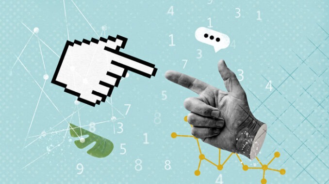 Mouse cursor hand finger pixel and human hand