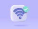 3d wireless connection and sharing network on internet. Hotspot access point for digital and online coverage. Broadcasting area with WiFi. 3d wireless signal icon rendering