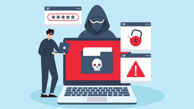 Flat illustration of hacker bypassing security measures ransomware prevention and cybersecurity defense