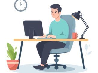 Man working on computer from home