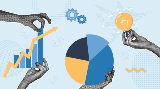 Trendy halftone collage. Concept of process 