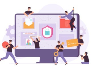 Criminal and thief hacking computer and stealing data and money.