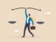 businessman leader lift balance ethical scale.