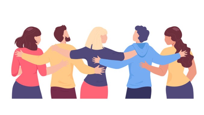 Team spending time together, talking, chatting, enjoying life.