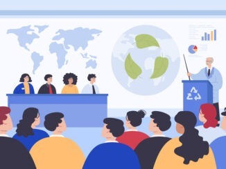 Speakers speech at conference on environmental protection