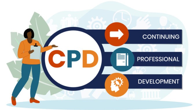 CPD - Continuing Professional Development acronym. business concept background. 