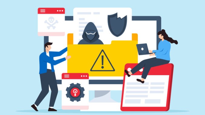 two people handling data breach incident crisis management and recovering from attacks