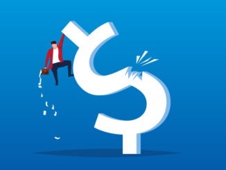 Businessman fell from a sudden broken dollar