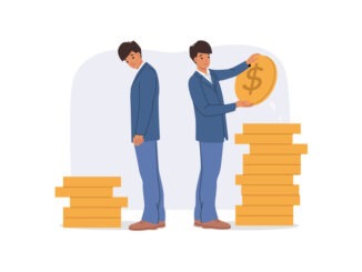 Difference in income between two business men who have accumulated different capital.