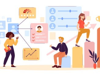 HR Employee performance evaluation and work improvement concept with multiethnic colleagues. Career growth, improving the efficiency of personnel.