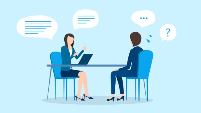 Business woman interviewing for a job.