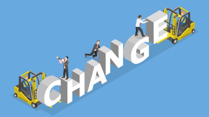 3D Isometric Flat Vector Illustration of Change Banner, Big Business Transition