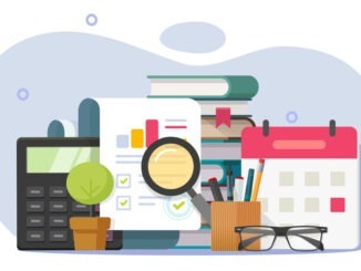 Study research overview audit vector icon graphic illustration, education analysis discovery report insight data, learning statistics economic document review, check internal school quality assessment