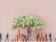 Business people, collection the profits from the money tree. 3d rendering illustration