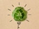 Light bulb drawing with recycling sign on crumpled recycled paper - Concept of ecology and recycling