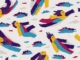 Levitating people seamless background, concept of freedom and imagination, peaceful and tranquil theme tiling wallpaper, dreamers floating among the clouds.