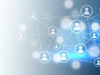social network connection concept blue background