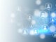 social network connection concept blue background