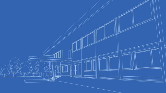 3D illustration of building project