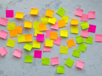 Sticky notes on a blackboard background