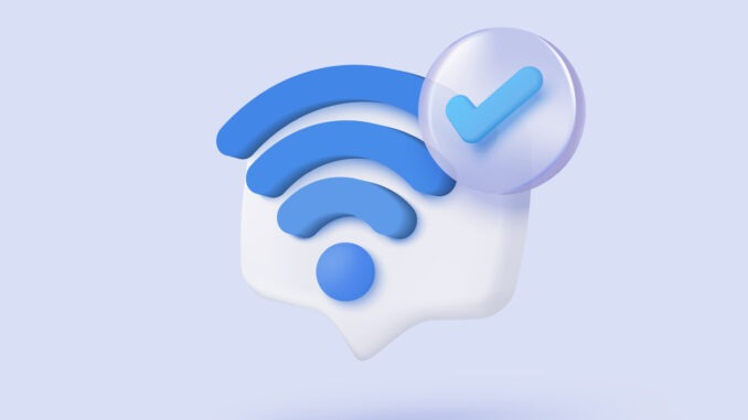 3d wireless connection and sharing network icon signs. Hotspot access point for join connectivity for private and public. Broadcasting with link WiFi. 3d spot signal icon vector render illustration