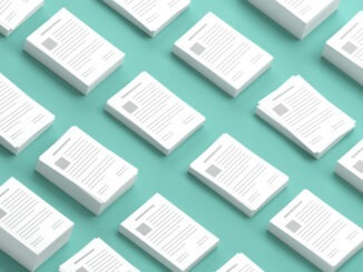 Documents collection on a green background 3D Rendering