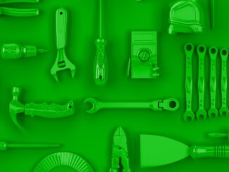 colored green tools set background concept of repair tools warehouse promotion 3d render