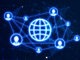 Profile connected to the network. Illustration concept of people's data on the internet with futuristic glowing symbol, plexus lines, and glitter particles