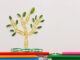paper clips in the shape of a tree. concept of education, creativity, and growth